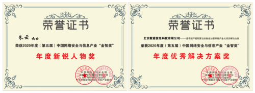 喜获双奖|数盾科技密码"武力值"崭露头角